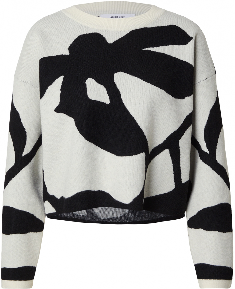 ABOUT YOU Sveter 'Leona'  čierna / biela