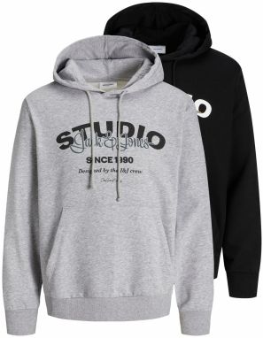JACK & JONES Mikina 'JJYUKI'  sivá / čierna / biela