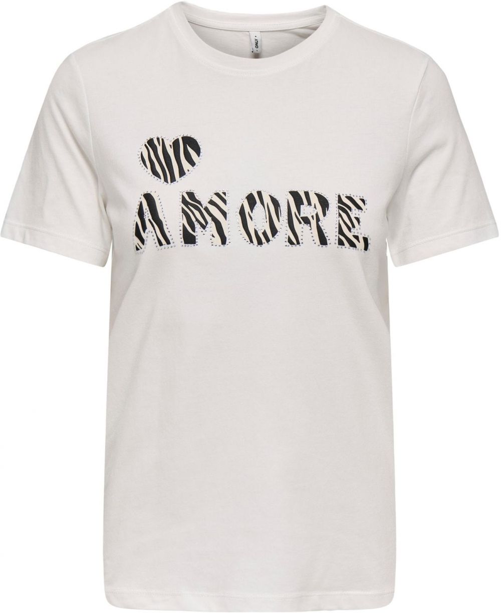 ONLY Tričko 'ONLDITTE'  krémová / čierna / biela