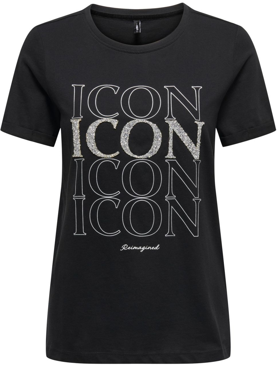 ONLY Tričko  čierna / strieborná / biela