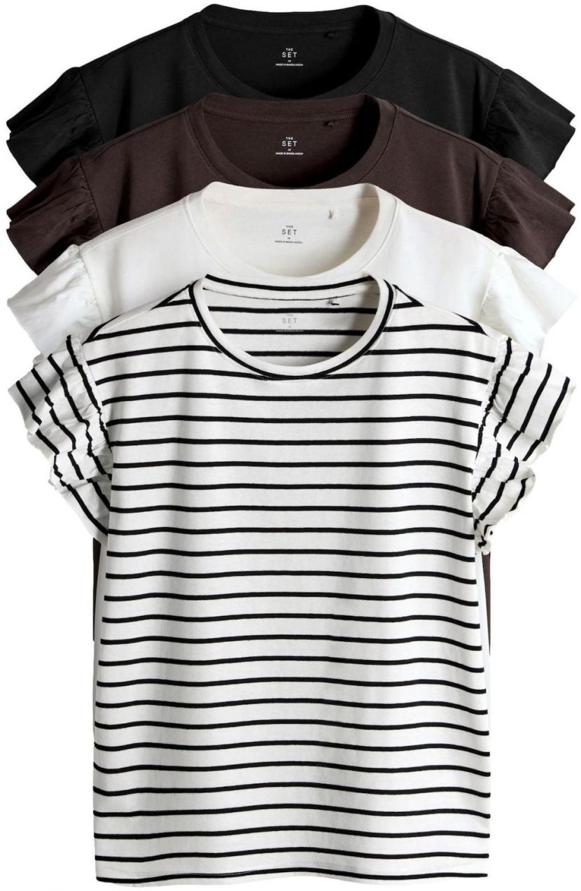 The Set Tričko  tmavohnedá / čierna / biela