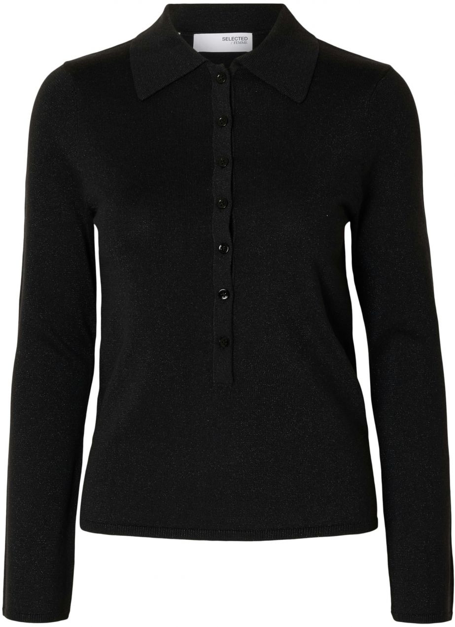 SELECTED Sveter 'SLFLURA'  čierna melírovaná