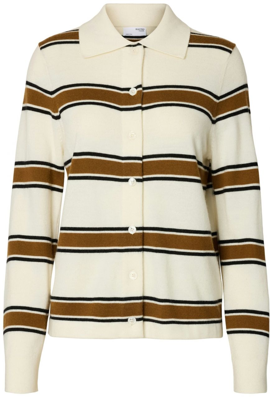 SELECTED Kardigán 'SLFThea'  krémová / hnedá / čierna