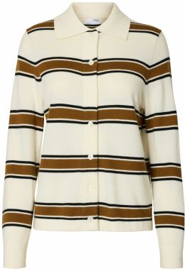 SELECTED Kardigán 'SLFThea'  krémová / hnedá / čierna