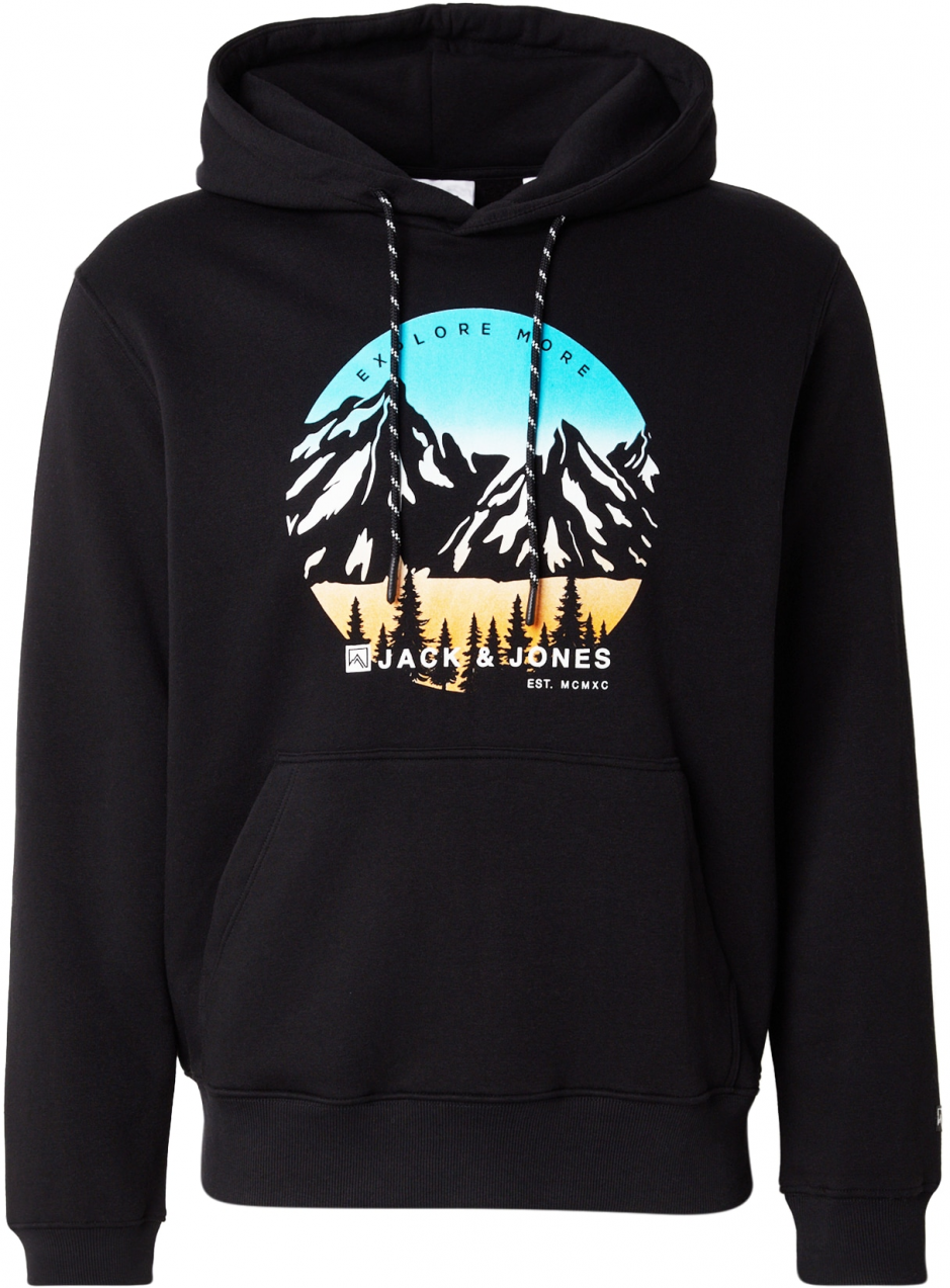 JACK & JONES Mikina 'JJEXPLORER'  svetlomodrá / oranžová / čierna / biela