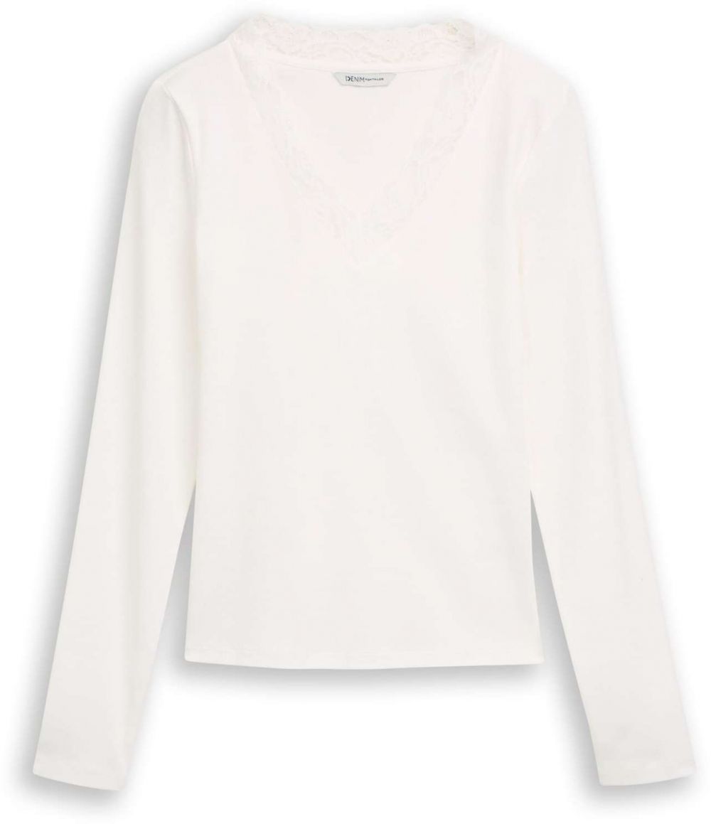 TOM TAILOR DENIM Tričko  šedobiela