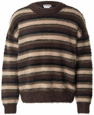 WEEKDAY Sveter 'Daniel'  béžová / čokoládová / zelená / čierna