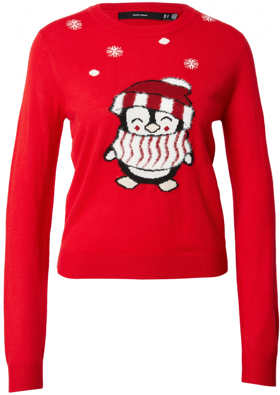 VERO MODA Sveter  jasne červená / čierna / biela