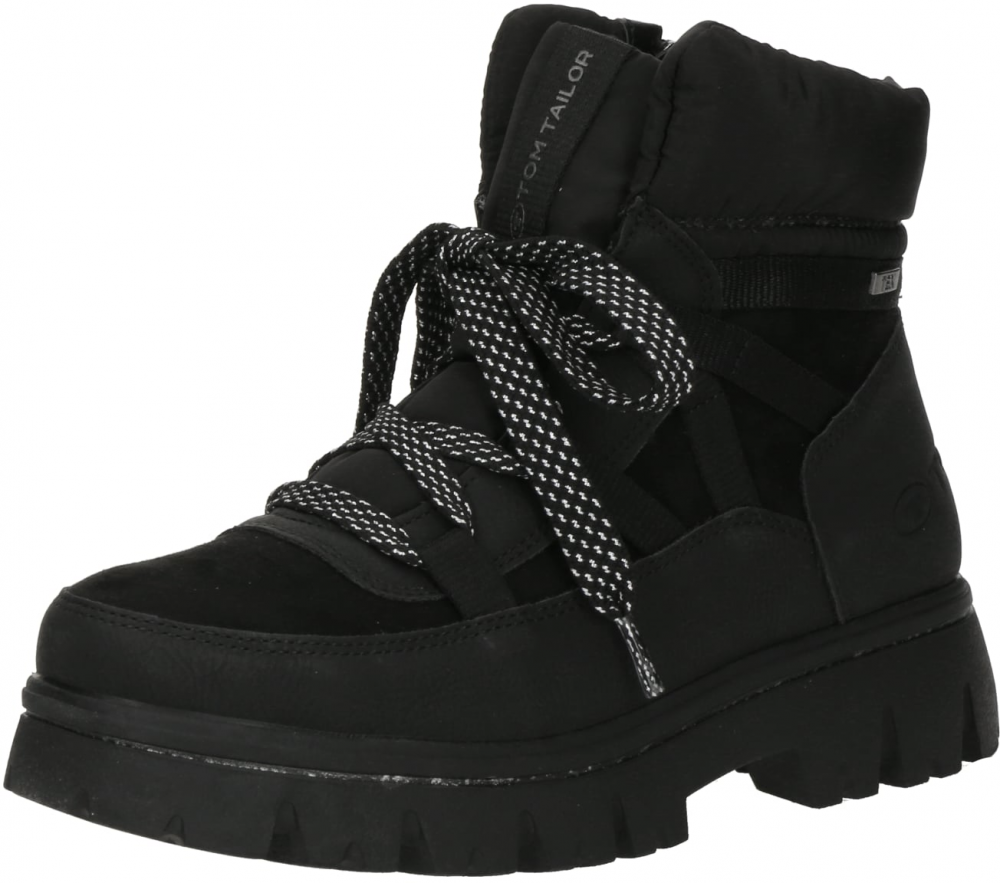 TOM TAILOR Šnurovacie členkové čižmy  čierna