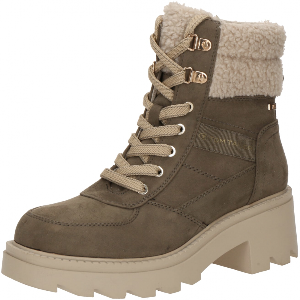 TOM TAILOR Šnurovacie členkové čižmy  tmelová / zlatá / kaki