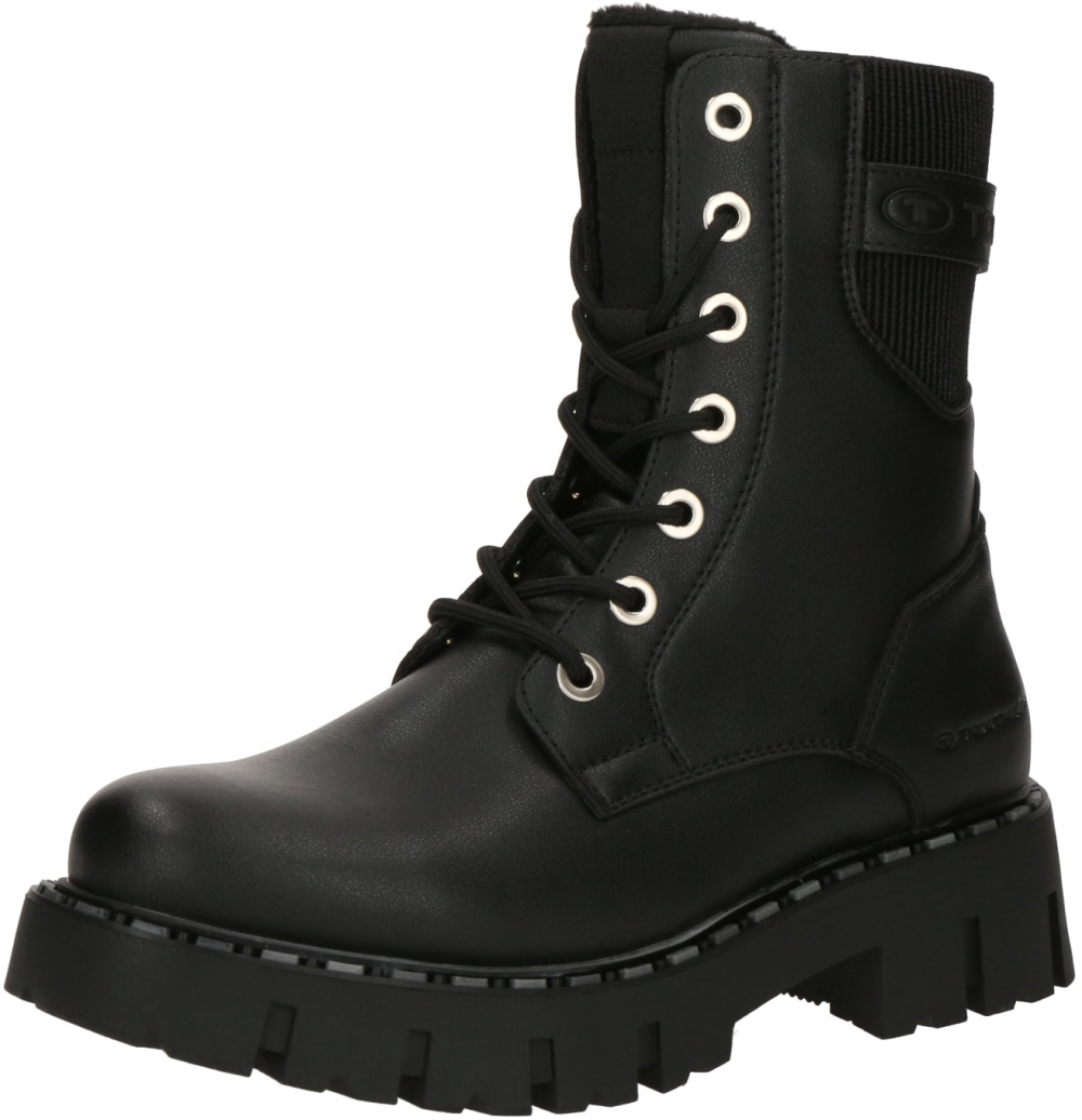 TOM TAILOR Šnurovacie členkové čižmy  čierna