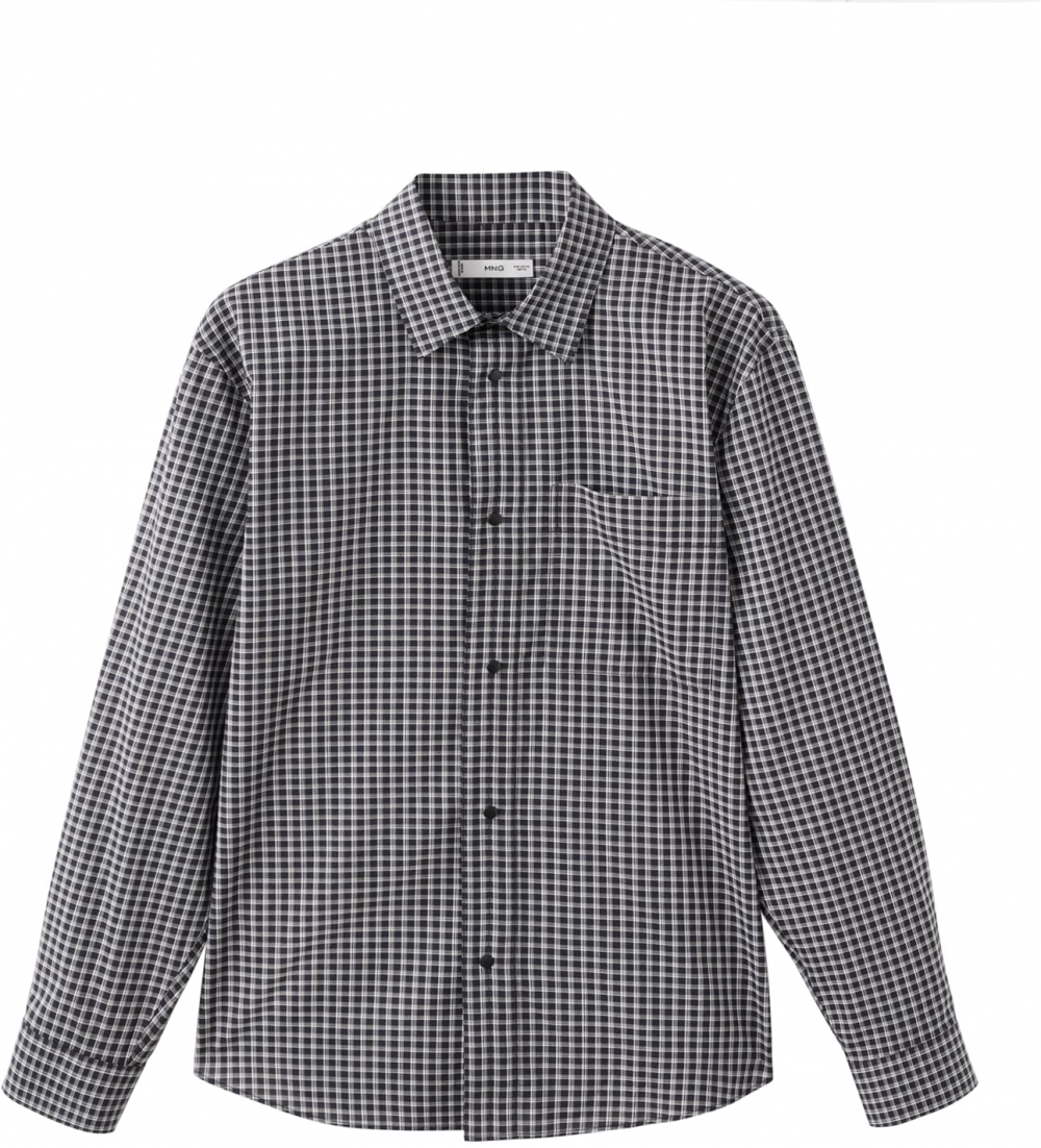 MANGO MAN Košeľa 'Vichy'  čierna / biela