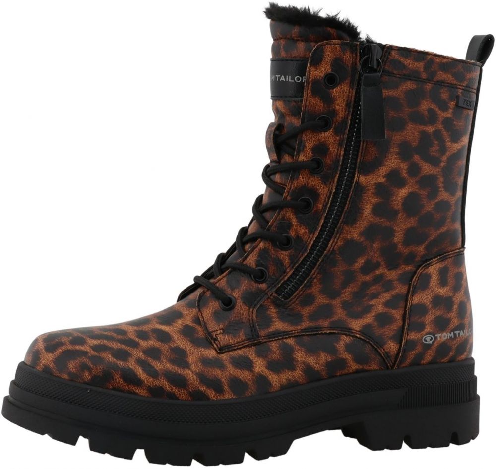 TOM TAILOR Šnurovacie členkové čižmy  koňaková / čierna