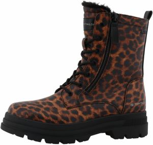 TOM TAILOR Šnurovacie členkové čižmy  koňaková / čierna