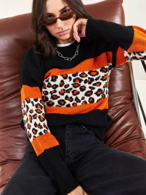 Bianco Lucci Sveter  nebielená / oranžová / čierna