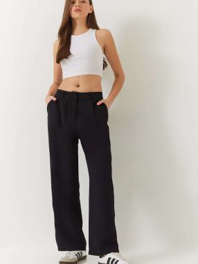 Bianco Lucci Plisované nohavice  čierna