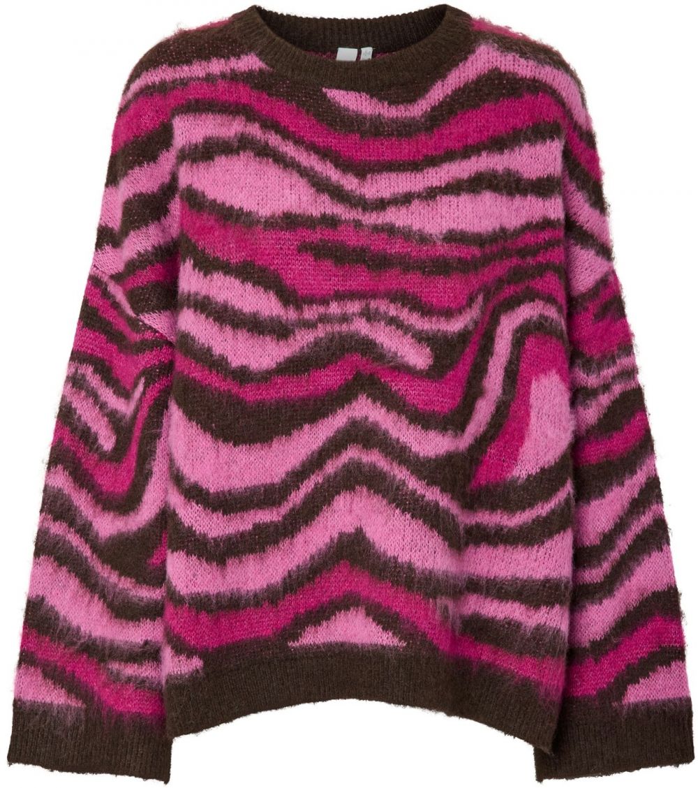 YAS Sveter 'YASSITTA'  tmavohnedá / ružová / svetloružová