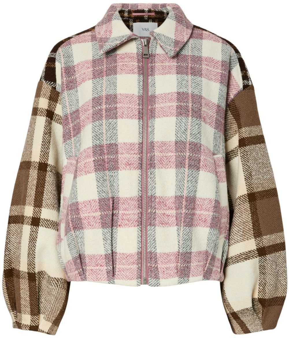 YAS Prechodná bunda 'YASRUBY'  krémová / tmavohnedá / svetloružová