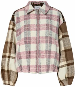 YAS Prechodná bunda 'YASRUBY'  krémová / tmavohnedá / svetloružová