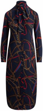 Lauren Ralph Lauren Košeľové šaty  námornícka modrá / hnedá / zlatá žltá / tmavočervená