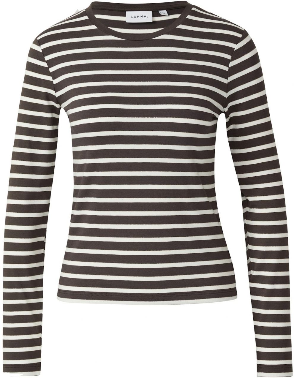 COMMA Tričko  tmavohnedá / biela