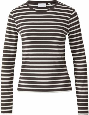 COMMA Tričko  tmavohnedá / biela