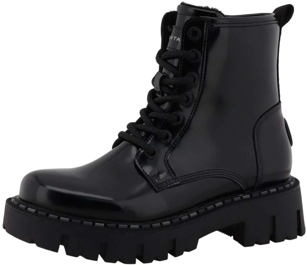 TOM TAILOR Šnurovacie členkové čižmy  čierna