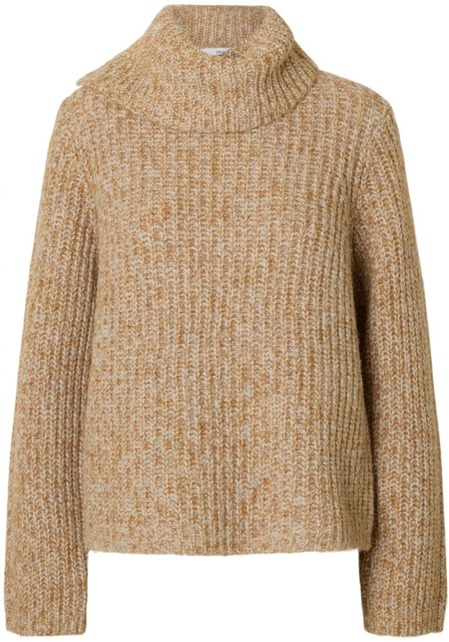 SELECTED Sveter 'SLFCHICAGO'  svetlohnedá