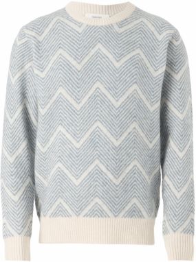 SELECTED Sveter 'SLHRAI'  dymovo modrá / biela