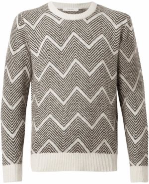 SELECTED Sveter 'SLHRAI'  tmavohnedá / biela