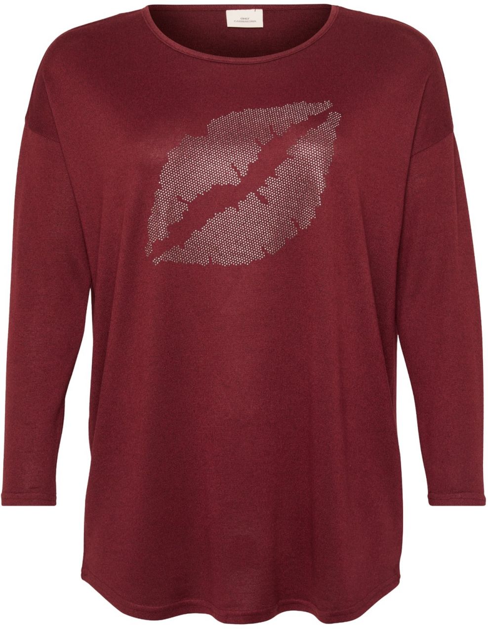 ONLY Carmakoma Tričko 'CARMALBA'  karmínovo červená / strieborná