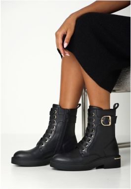 MEXX Šnurovacie členkové čižmy  čierna