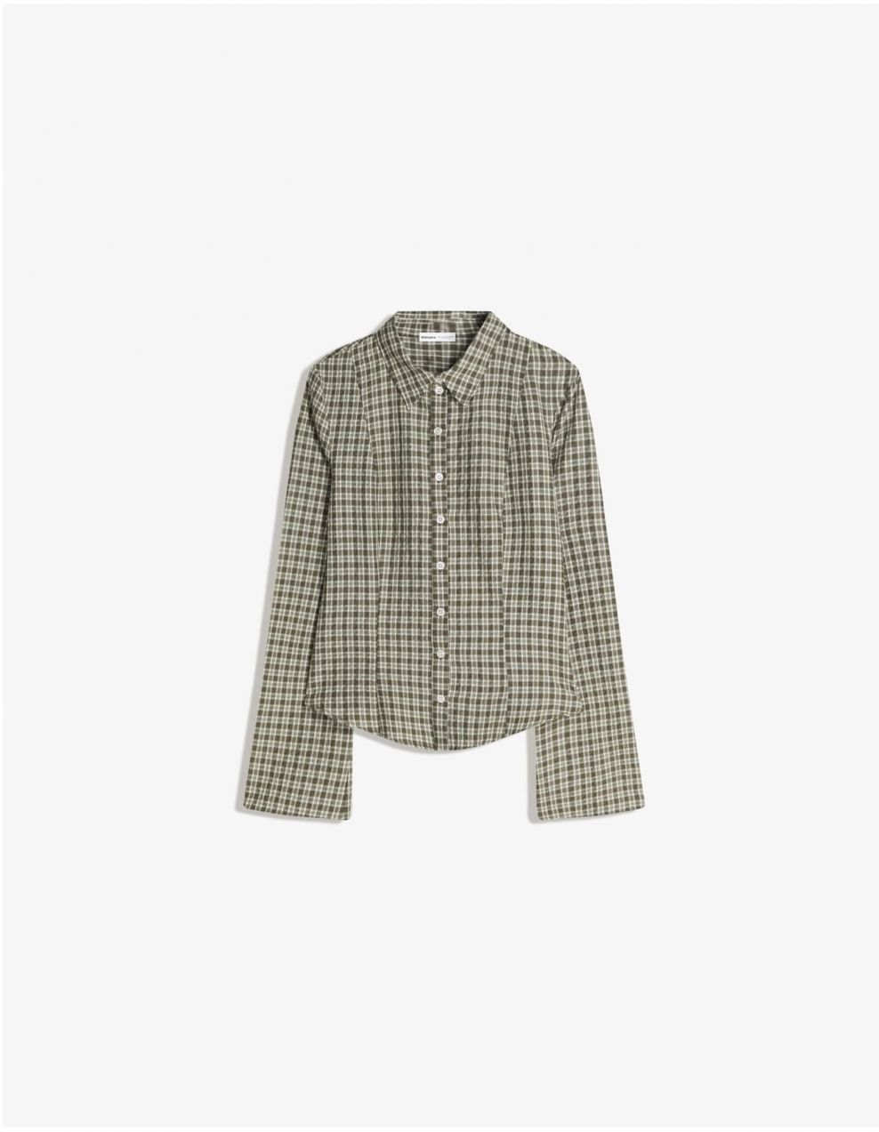 Bershka Blúzka  svetlobéžová / kaki