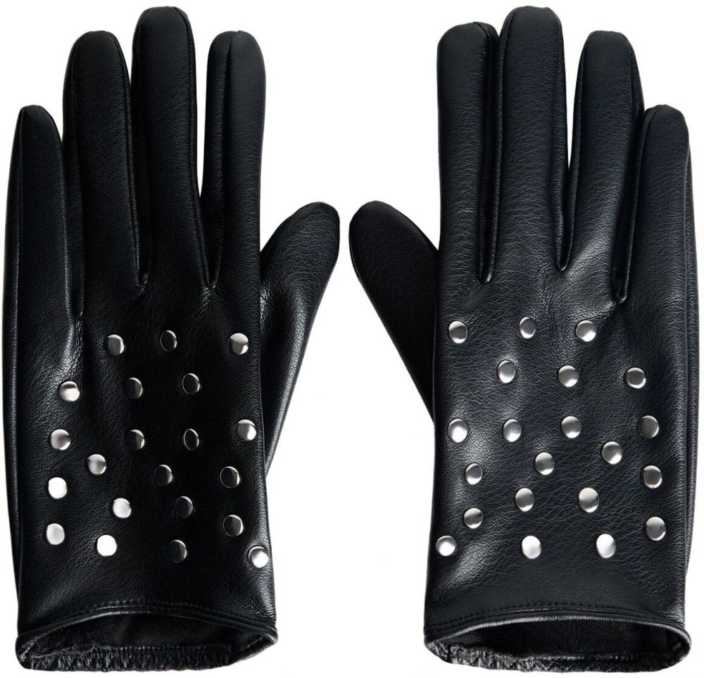 Bershka Prstové rukavice  čierna / strieborná