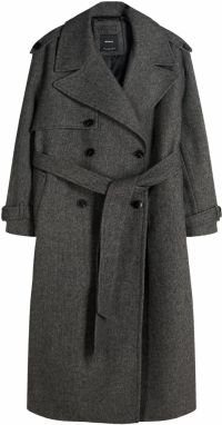 Bershka Prechodný kabát  antracitová / svetlosivá