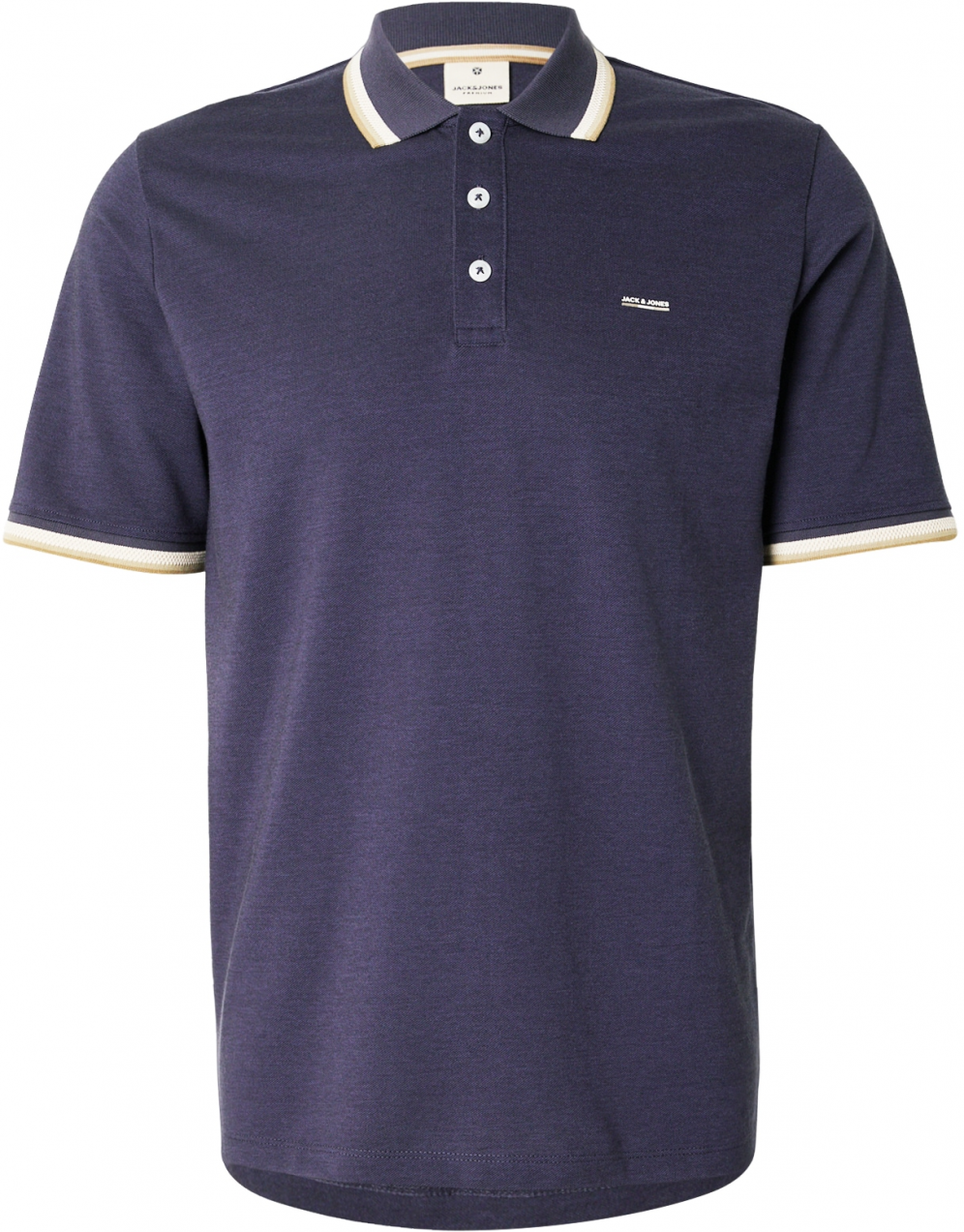 Jack & Jones Premium Tričko 'JPRBLUALVES'  béžová / tmavomodrá / biela