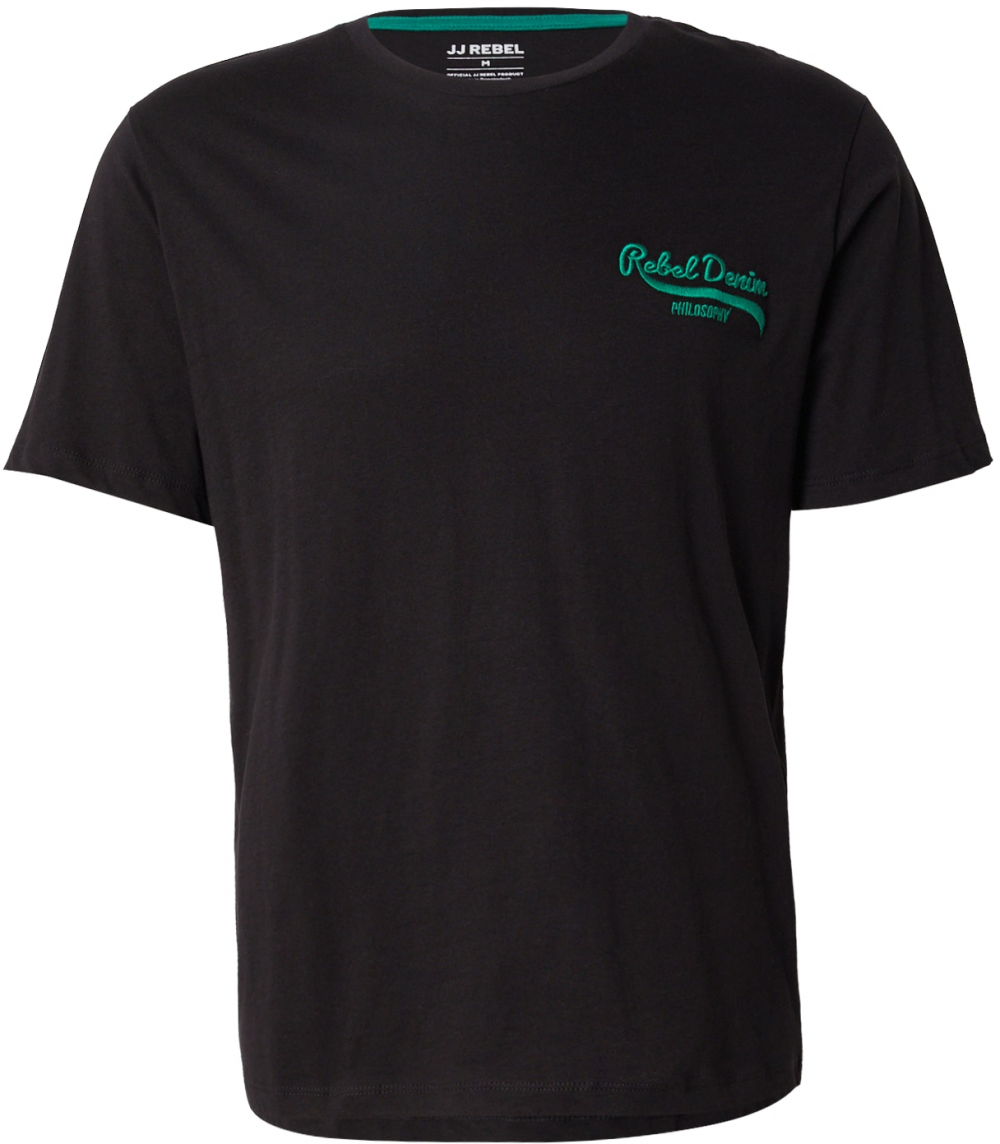 JJ Rebel Tričko 'JREBKIM'  smaragdová / čierna