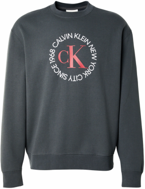 Calvin Klein Jeans Mikina  tmavosivá / červená / biela