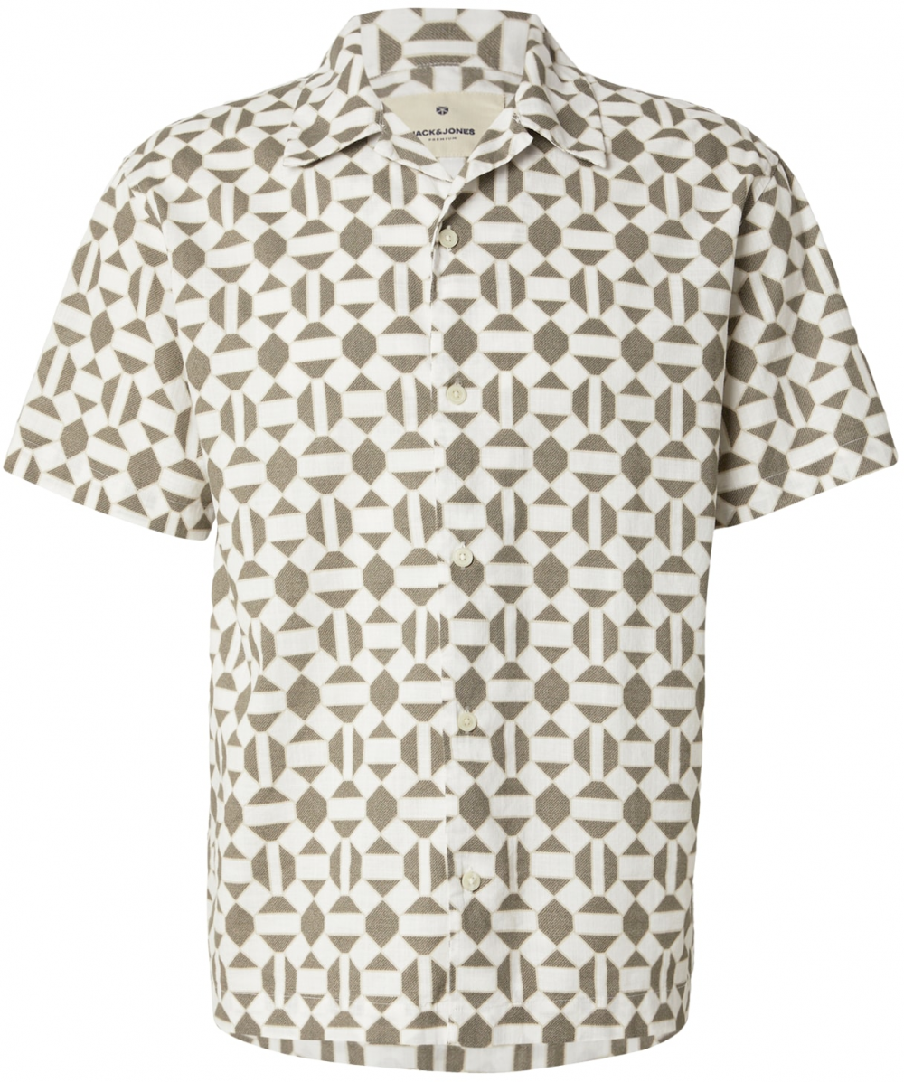 JACK & JONES Košeľa 'JPRBLUKEVIN'  kaki / biela