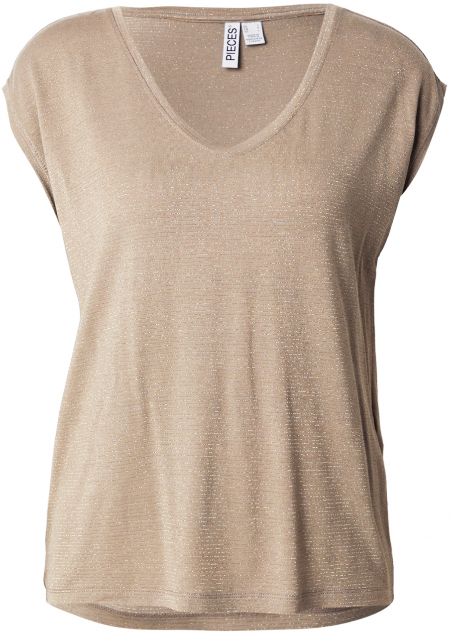 PIECES Tričko 'Billo'  zlatá / sivobéžová