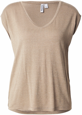 PIECES Tričko 'Billo'  zlatá / sivobéžová