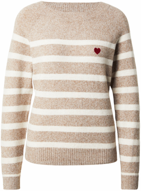 VERO MODA Sveter 'VMDOFFY'  svetlohnedá / biela
