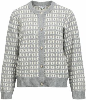 OBJECT Kardigán 'OBJThess'  sivá melírovaná / biela