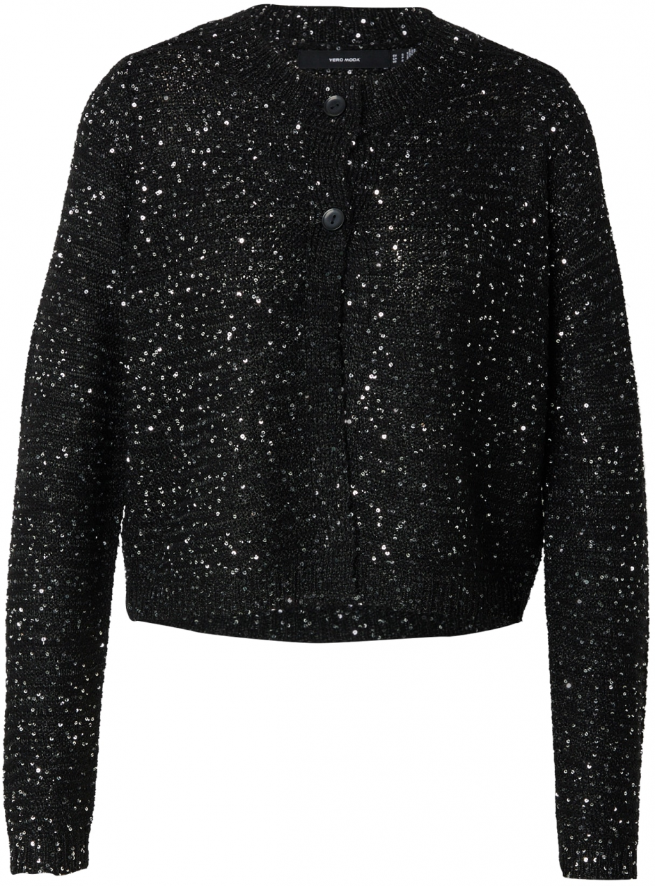 VERO MODA Kardigán 'VMLEILANI'  čierna / strieborná
