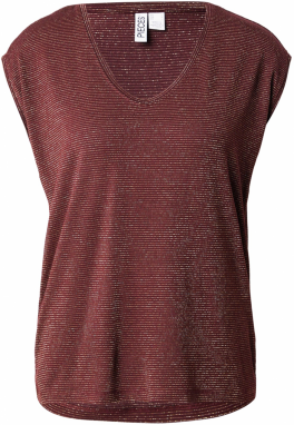 PIECES Tričko 'PCBillo'  vínovo červená / strieborná