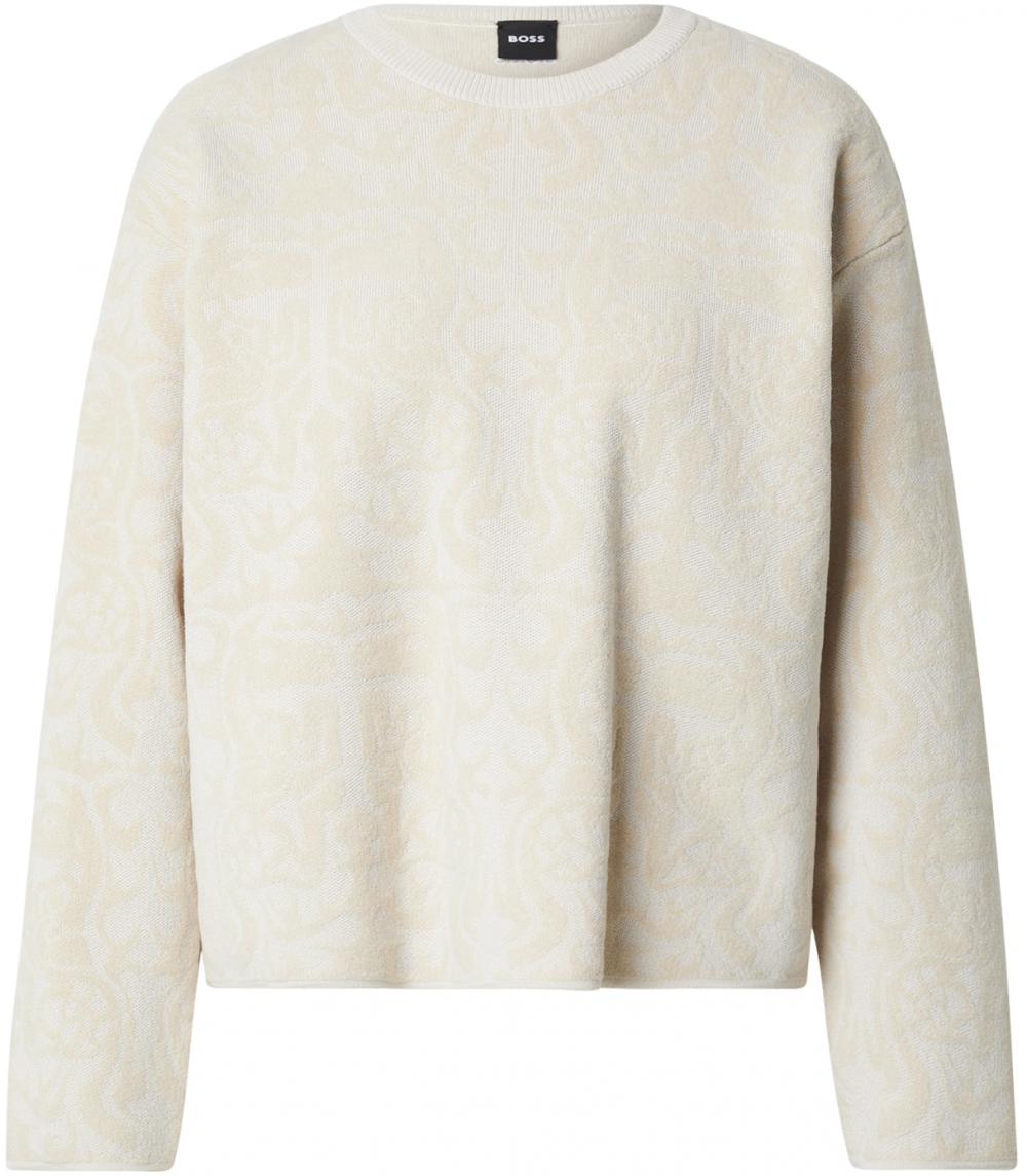 BOSS Sveter 'Fu_CNY'  šedobiela / biela ako vlna
