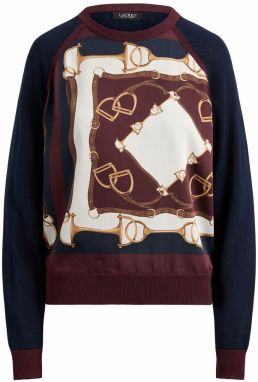 Lauren Ralph Lauren Sveter  námornícka modrá / hnedá / burgundská / biela
