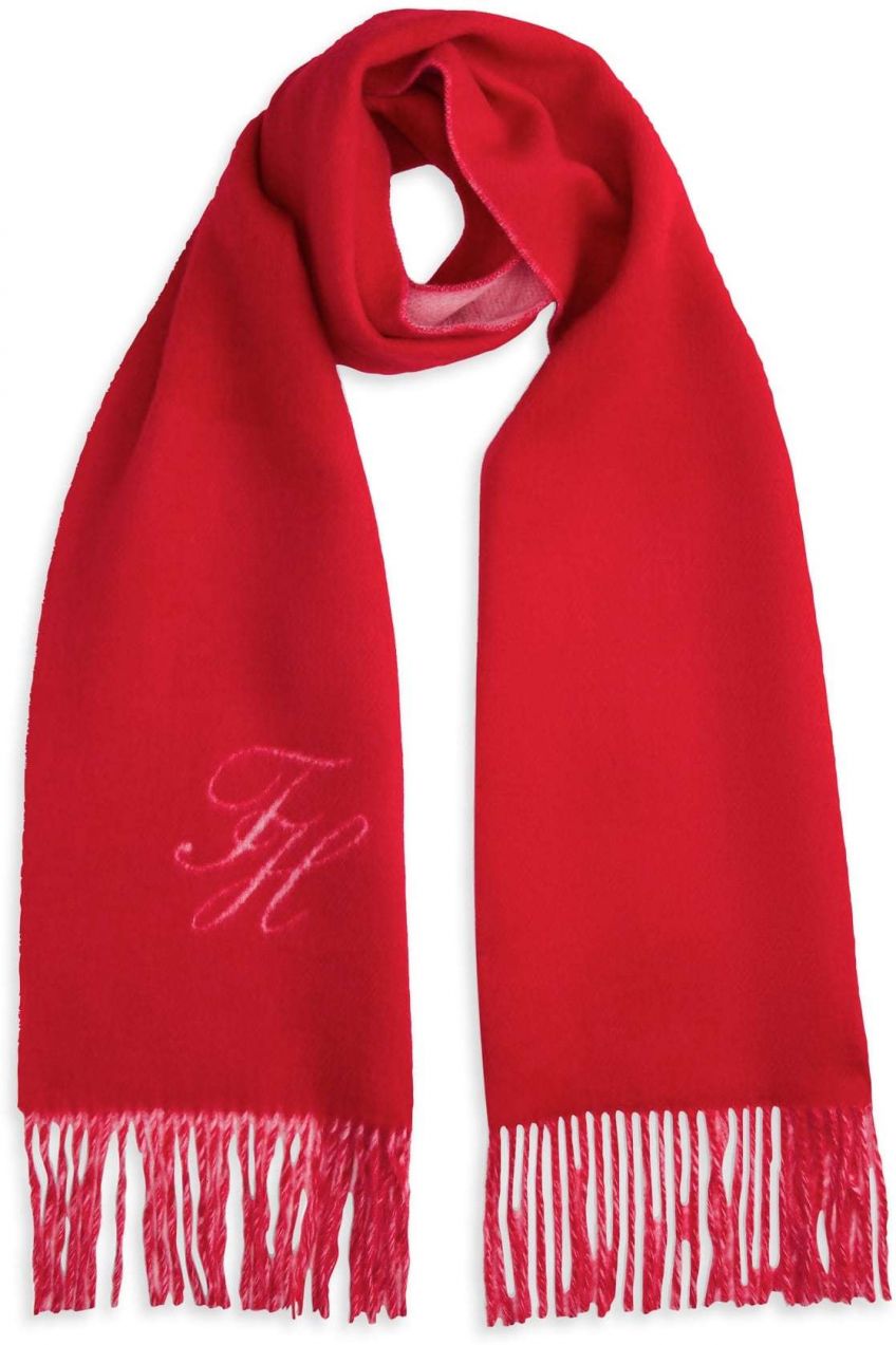 TOMMY HILFIGER Šál  červená / biela ako vlna