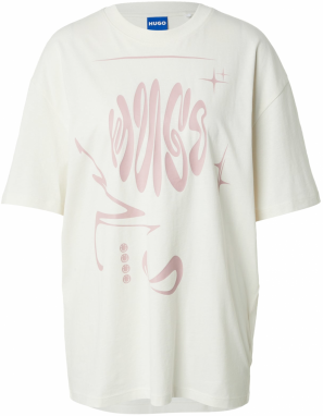 HUGO Tričko  staroružová / biela