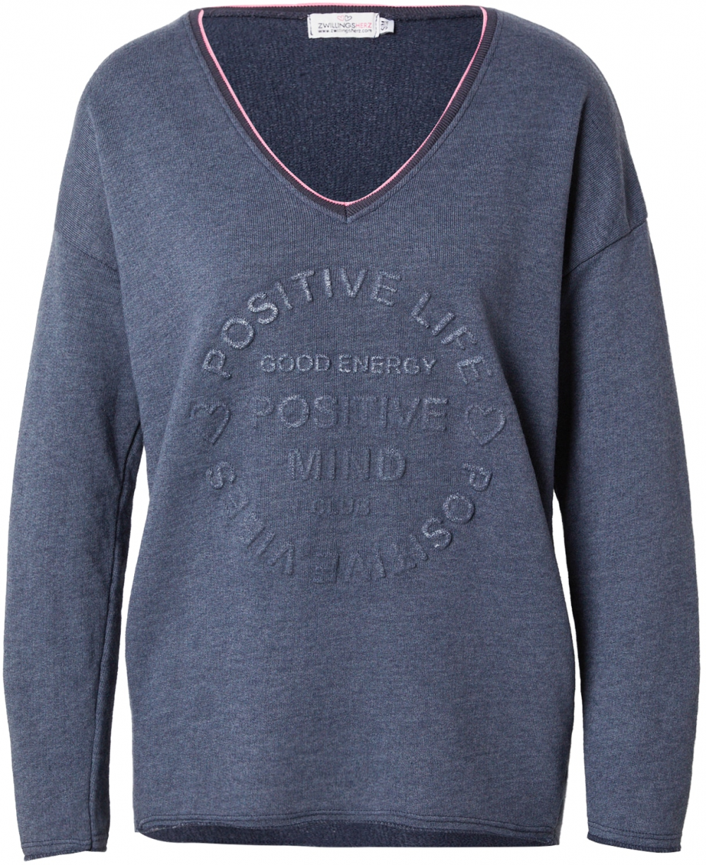 Zwillingsherz Mikina 'Positive Mind'  zafírová